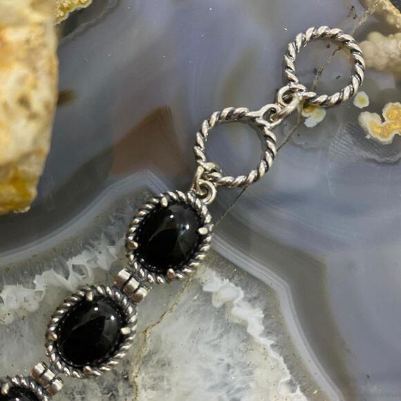 Carolyn Pollack Sterling Silver 9 Oval Onyx Reversible Link Bracelet For Women - Picture 7 of 10